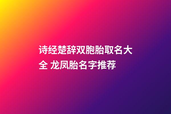 诗经楚辞双胞胎取名大全 龙凤胎名字推荐